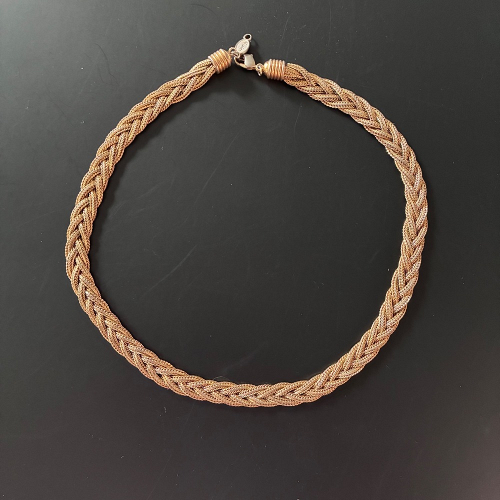 Napier Legacy Collection 1995 Gold Braided Foxtail Necklace Vintage EUC 17-18in